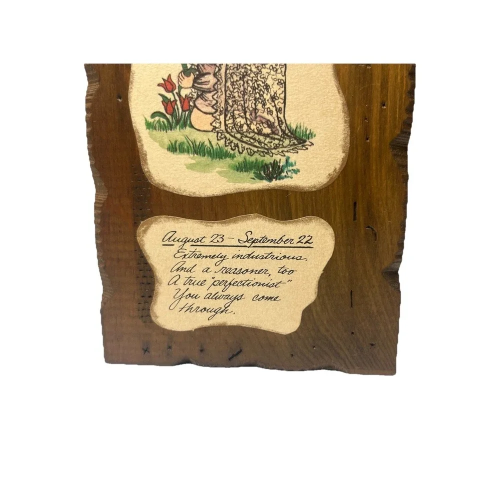 Vtg MCM Wall Decor Horoscope Aries Virgo Wooden Wall Plaque Set Of 2